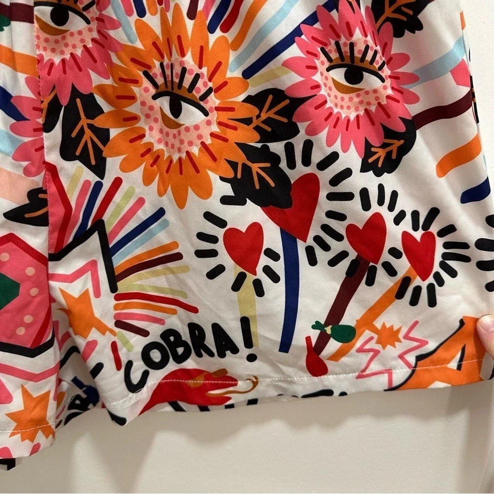 Womens Brasil Graphic Print Paperbag Waist Shorts Multicolor‎ XL 12